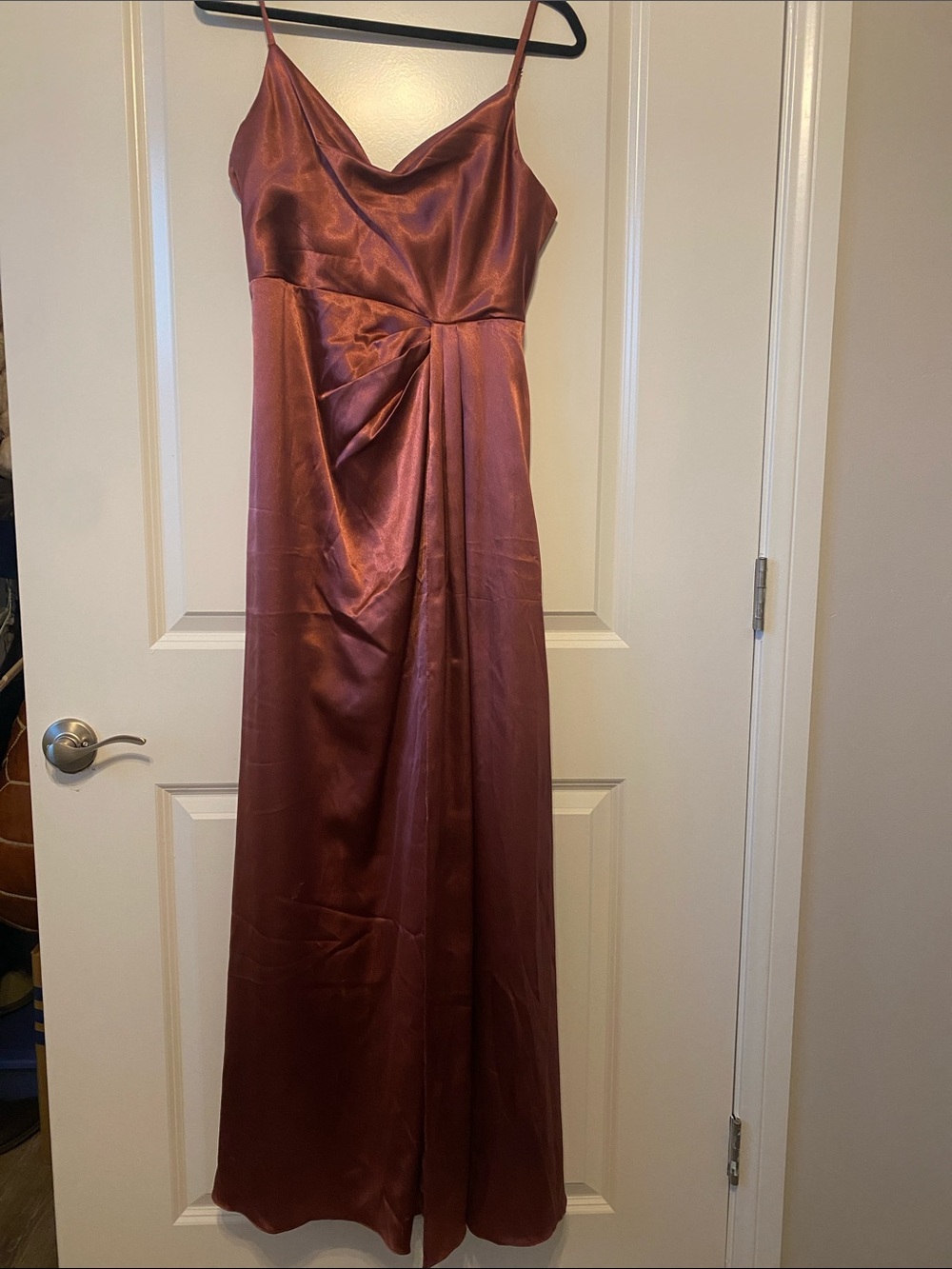 Metallic Satin Azazie Brielle Desert Rose